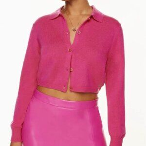 Wilfred Nextdoor Merino Wool Cotton Cropped Cardigan Pink sz M